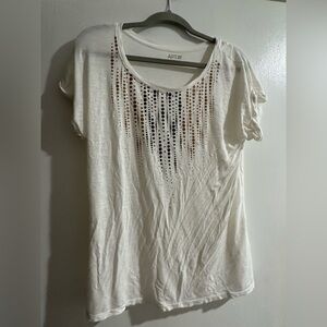 Apt. 9 Women's White Top with Beaded Accents
